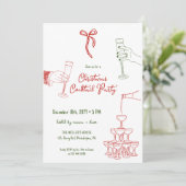 Kerst Cocktail Party grillige uitnodiging (Staand voorkant)