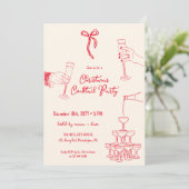 Kerst Cocktail Party grillige uitnodiging (Staand voorkant)