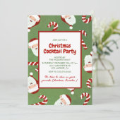 Kerst Cocktail Party Kerstman Gerstsuiker Kaart (Staand voorkant)
