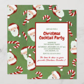 Kerst Cocktail Party Kerstman Gerstsuiker Kaart (Voorkant / Achterkant)