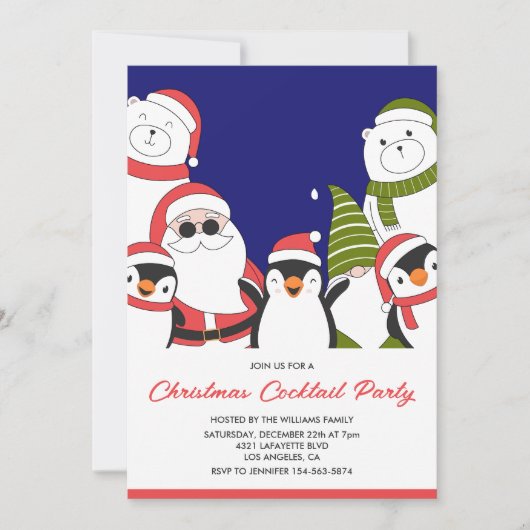 Kerst Cocktail Party uitnodiging Cool Santa Beer (Voorkant)