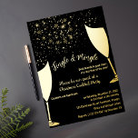 Kerst Cocktail Party uitnodiging Goud en zwart<br><div class="desc">Kerst Cocktail Party Invitation Goud en zwart Echt folie goud</div>