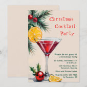 Kerst cocktail party uitnodiging Waterverf (Voorkant / Achterkant)