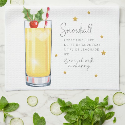 Kerst Cocktail Snowball Recept Waterverf Theedoek (Gevouwen)
