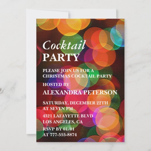Kerst Cocktailparty Diner Confetti Glans Kaart (Voorkant)