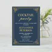 Kerst Cocktailparty Diner Navy Goud Kaart (Staand voorkant)