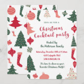 Kerst Cocktailparty Kerstpatroon Kaart (Voorkant / Achterkant)