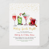 Kerst Cocktailparty Maakt Geesten Helder Folie Uitnodiging (Voorkant)