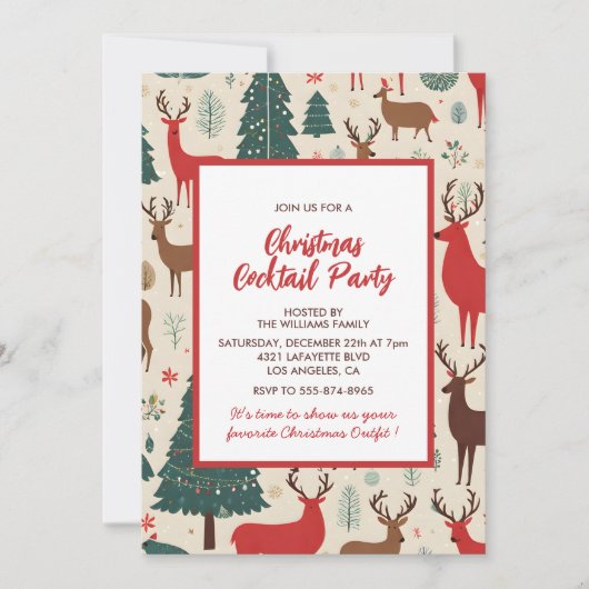 Kerst Cocktailparty Uitnodiging (Voorkant)