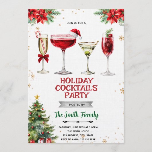 Kerst Cocktailparty Uitnodiging (Voorkant)