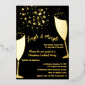 Kerst Cocktailparty Uitnodiging Goud en zwart (Voorkant)