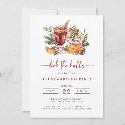 Kerst Cocktailparty Vakantie Uitnodiging (Voorkant)