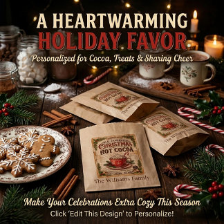 Kerst cocoa bord met naam op maat bedankzakje