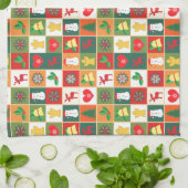Kerst collage afbeeldingen theedoek (Gevouwen)