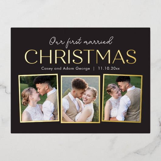 Kerst Collage Echte Folie Vakantie Kaart Briefkaar (Voorkant)