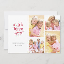 Kerst Collage Familie Foto's met Geloven Hoop Lief Feestdagenkaart