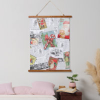 Kerst Collage Houten Wandtapijt