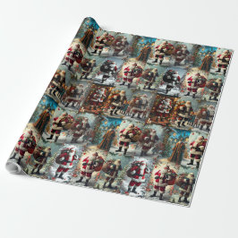 Kerst Collage in Vintage Stijl | Retro Kerstcadeau Cadeaupapier