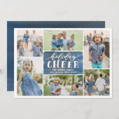 Kerst Collage Kerst Foto Kaart Navy (Voorkant / Achterkant)