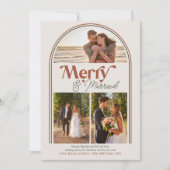 Kerst collage met boog en tekst 'Merry and Married Feestdagenkaart (Voorkant)