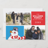 Kerst Collage met Frosty de Sneeuwman en Familie F Feestdagenkaart (Voorkant)