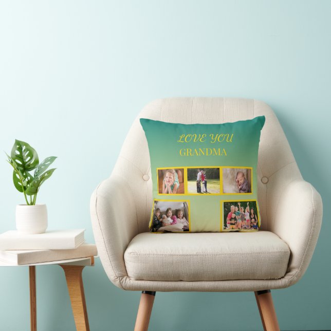 Kerst Collage met Gouden Schrift Kussen (Stoel)