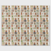 Kerst collage met vintage postzegels cadeaupapier (Vlak)