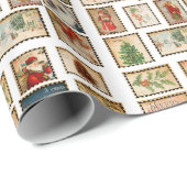 Kerst collage met vintage postzegels cadeaupapier (Rol Hoek)