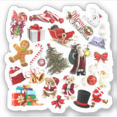 Kerst Collage Vakantie Cheer cadeau Sticker (Voorkant)