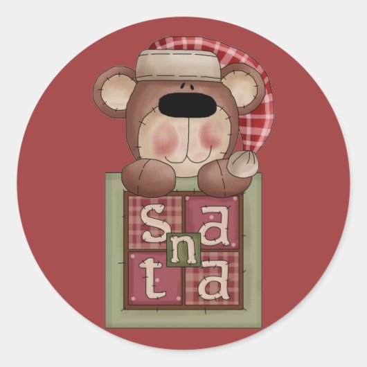 Kerst Collectie Beer Santa Stickers (Voorkant)
