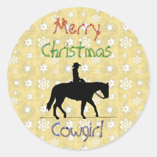 Kerst Collectie Cowgirl Paard Stickers