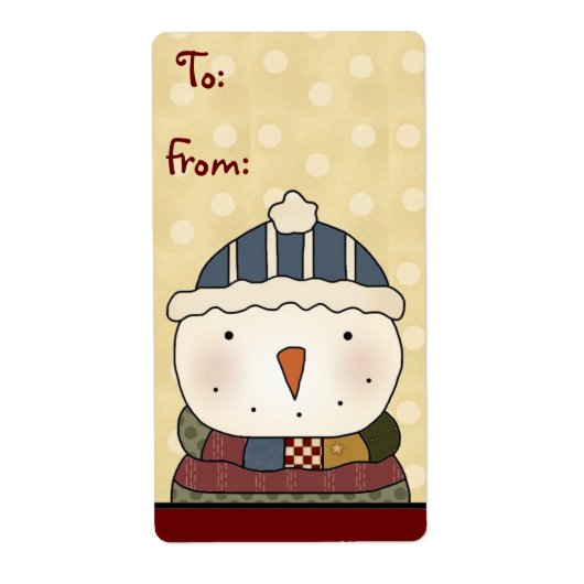 Kerst Collectie Sneeuwman Cadeau Labels Labels (Voorkant)