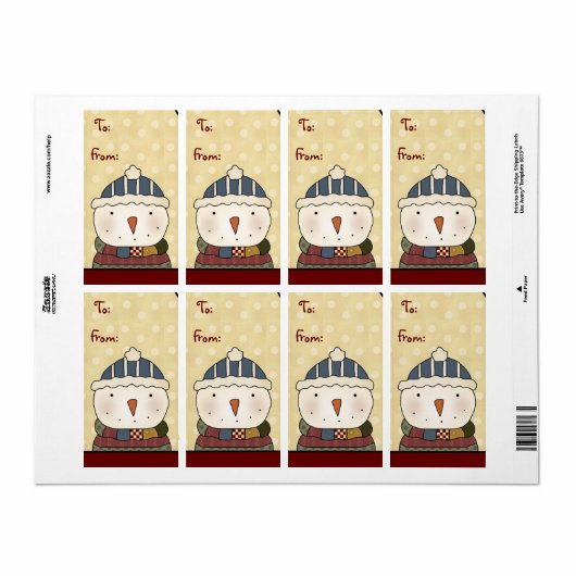 Kerst Collectie Sneeuwman Cadeau Labels Labels (Full Sheet)