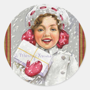 Kerst Collectie Victoriaans Meisje Stickers