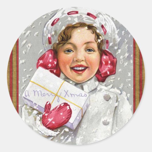 Kerst Collectie Victoriaans Meisje Stickers (Voorkant)