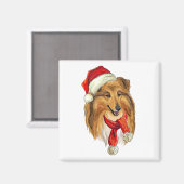 Kerst Collie hond Magneet (Voorkant / Achterkant)