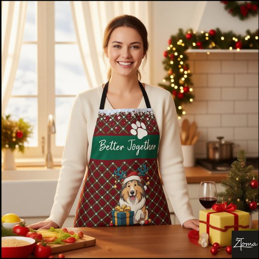 Kerst Collie Hond Rendier Cadeau Grafisch Schort