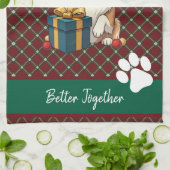 Kerst Collie Hond Rendier Cadeau Grafisch Theedoek (Gevouwen)