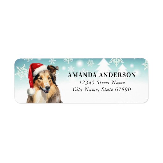 Kerst Collie Retouradreslabels Etiket (Voorkant)