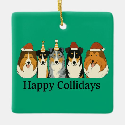 Kerst Collie versiering Keramisch Ornament (Voorkant)