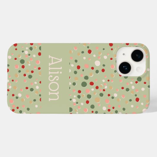 Kerst Confetti Polka Dot Schattigee iPhone Case (Achterkant (horizontaal))