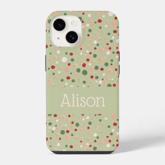 Kerst Confetti Polka Dot Schattigee iPhone Case Hoesje (Achterkant)