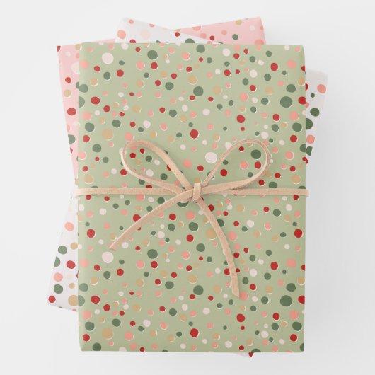 Kerst Confetti Polka Dot Wrapping Paper Set (In situ)
