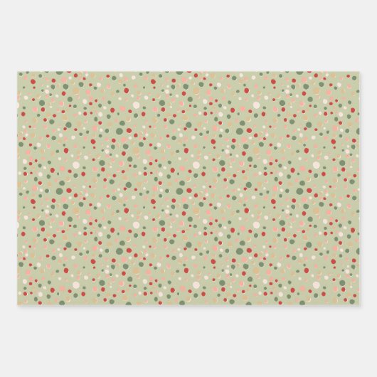 Kerst Confetti Polka Dot Wrapping Paper Set (Voorkant)