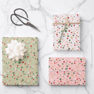 Kerst Confetti Polka Dot Wrapping Paper Set