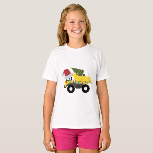 Kerst constructie vrachtwagens t-shirt (Voorkant volledig)