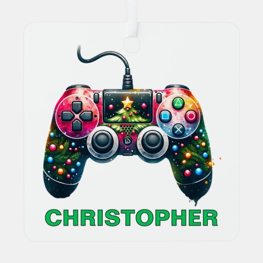Kerst Controller Gamer Aangepaste Naam Metalen Ornament (Achterkant)