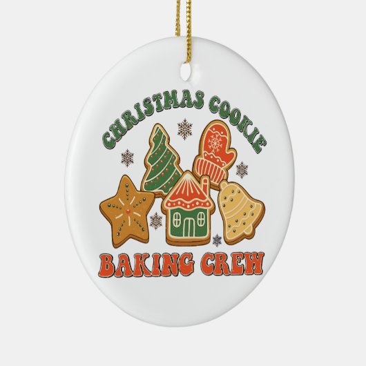 Kerst Cookie Baking crew, Retro Vakantie Cookie Keramisch Ornament (Rechts)