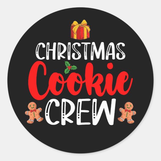 Kerst Cookie Crew Familie Pyjama's Kerstvakantie Ronde Sticker (Voorkant)