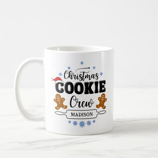 Kerst Cookie Crew Gepersonaliseerde vakantie bakke Koffiemok (Links)